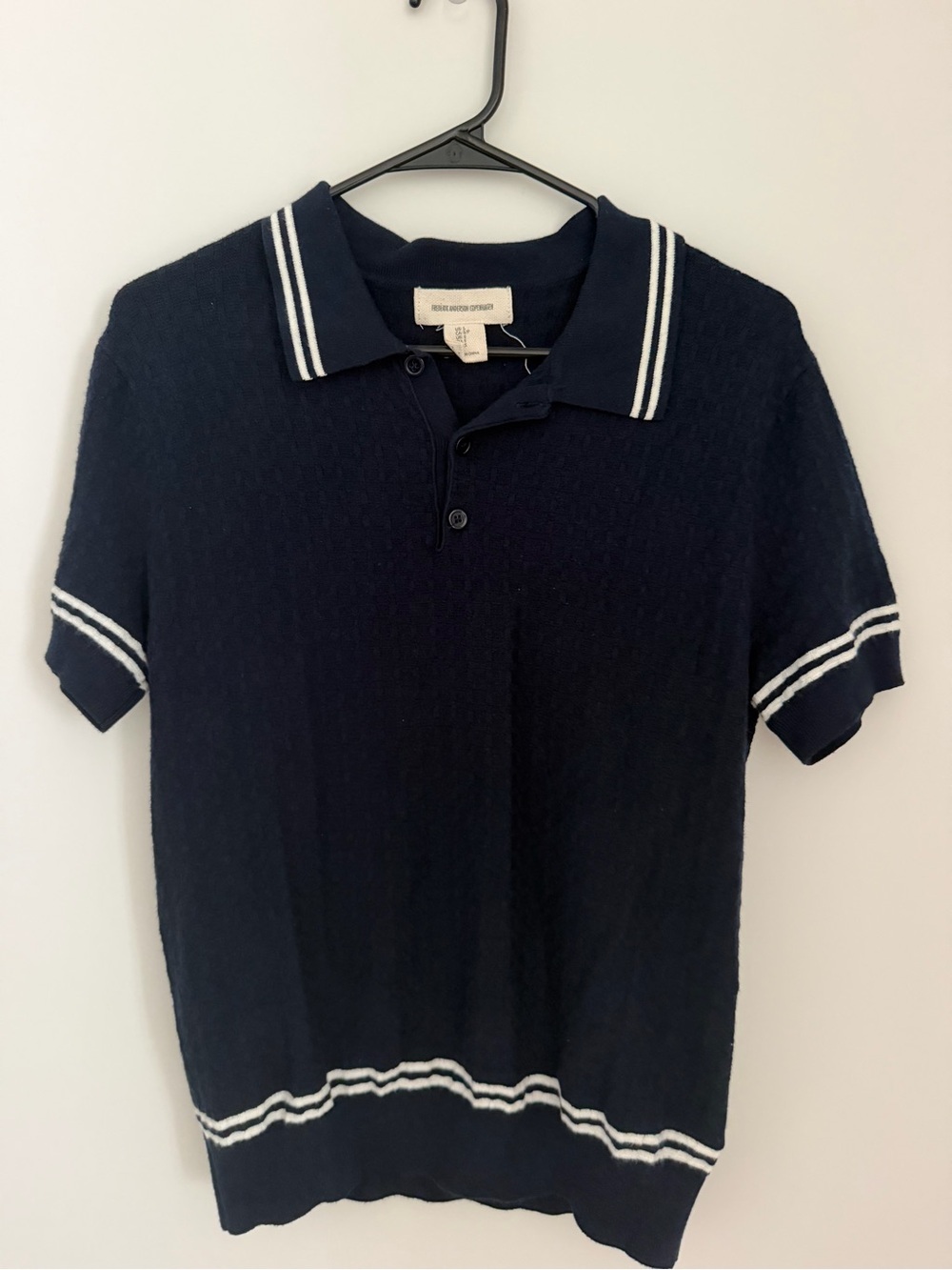 Men's Navy Polo with White Stripe Trim